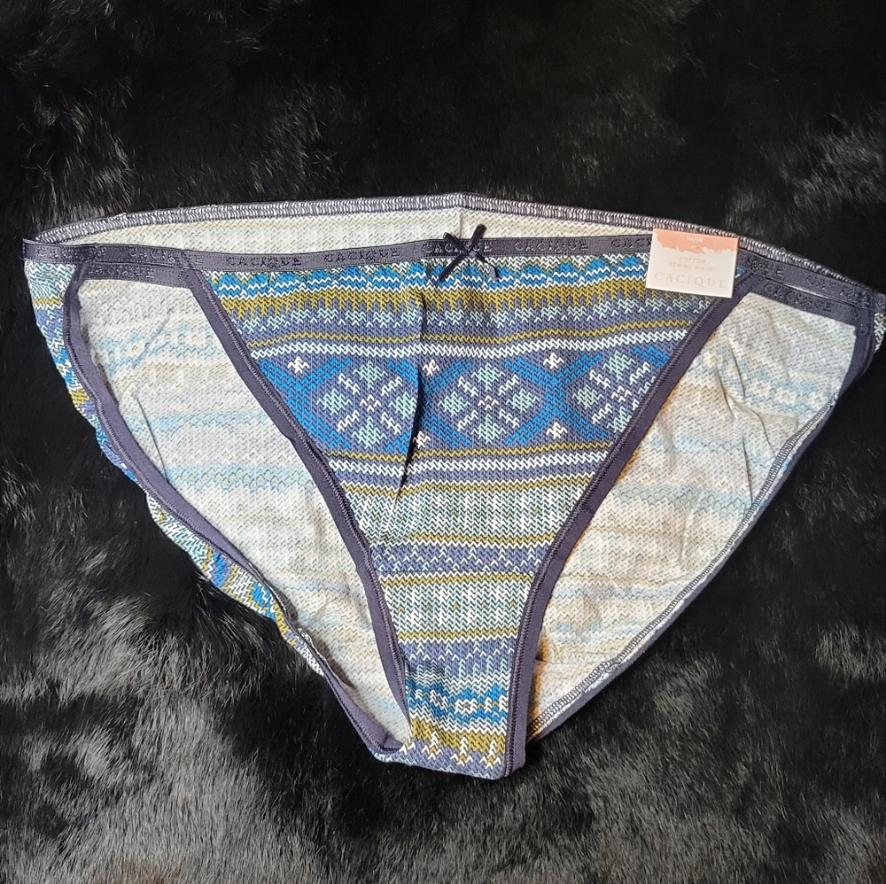 🔥Women's Rare Plus Boho Print Cotton Bikini Undies NWT 1X or 14/16